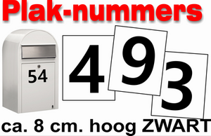 Evaluatie Veilig Leerling Huisnummer / container stickers Zwart 8CM - Ptt brievenbus