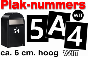 Huisnummer / container stickers Wit 6CM